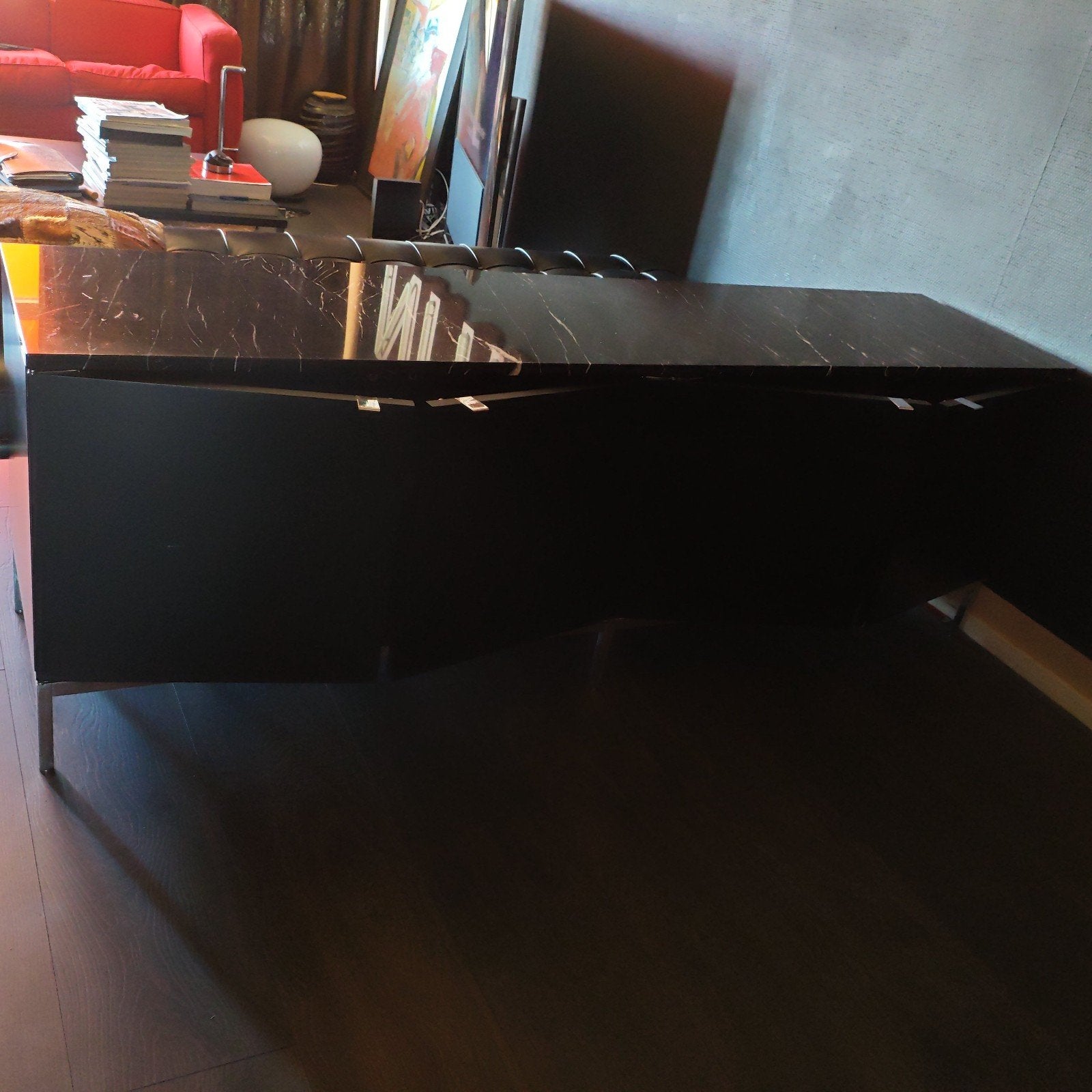 Zeldzame Florence Knoll Credenza met Zwart Marmeren Top, Ophalen of Verzenden, 50 tot 75 cm, Eikenhout, Gebruikt