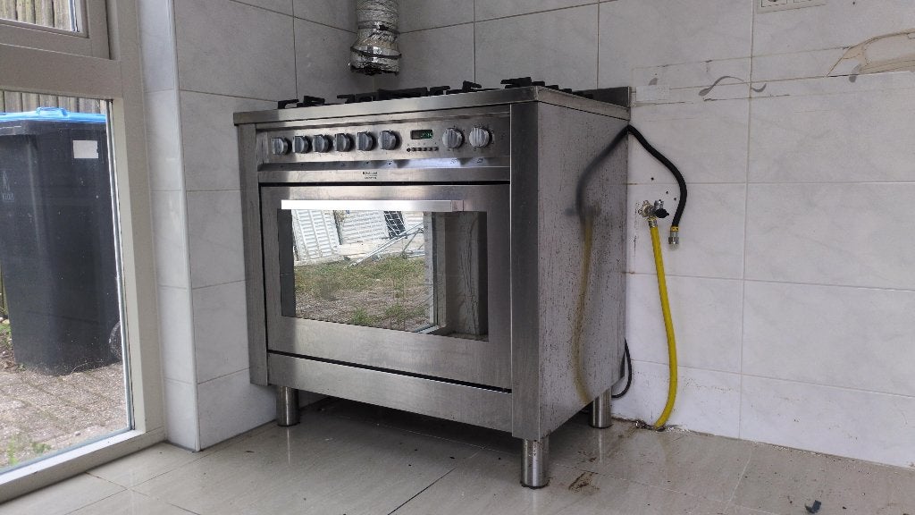 Hotpoint Ariston gasfornuis 5-pits, Ophalen, Gebruikt, 60 cm of meer, Inbouw