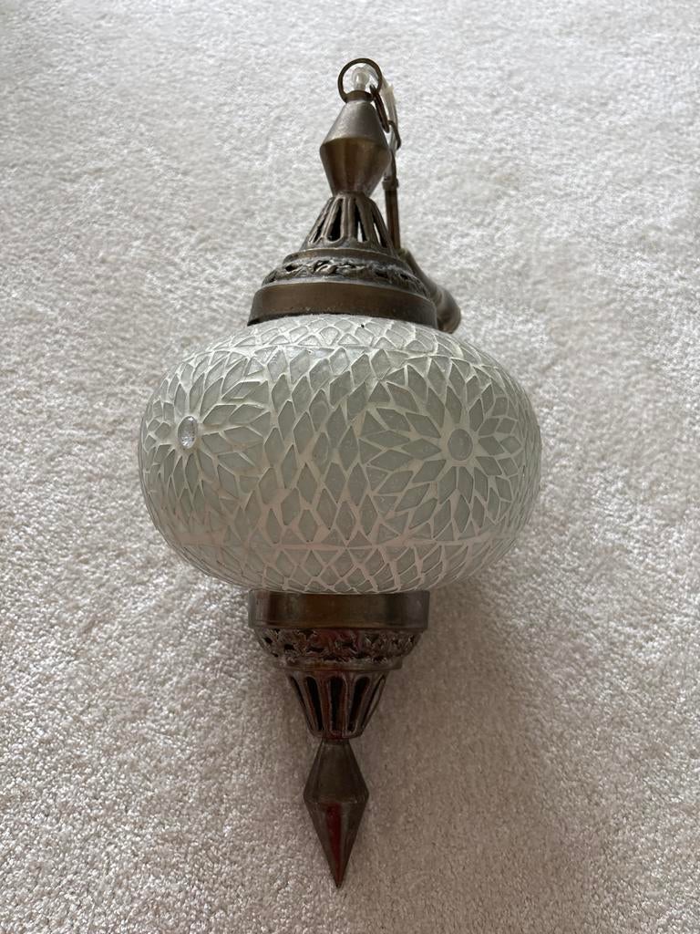 Oosterse mozaïek hanglamp, Ophalen, Gebruikt, Glas, Minder dan 50 cm