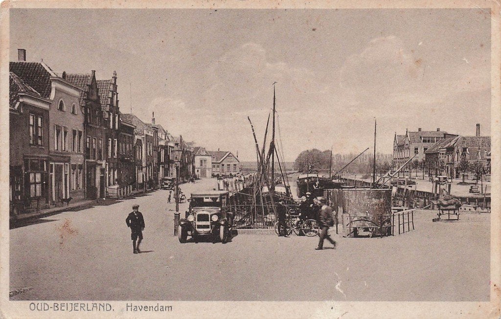 JO1017 Oud Beijerland Havendam 1935, Verzenden, 1920 tot 1940, Gelopen, Zuid-Holland