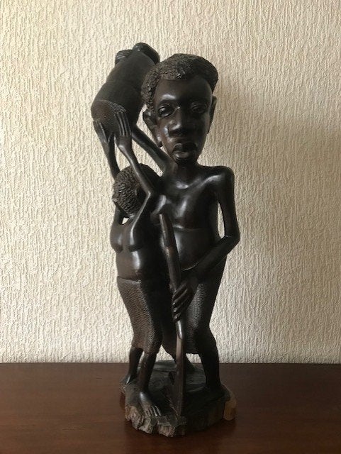 Prachtig groot houten Afrikaans Makonde beeld, (retro), Ophalen, Hout
