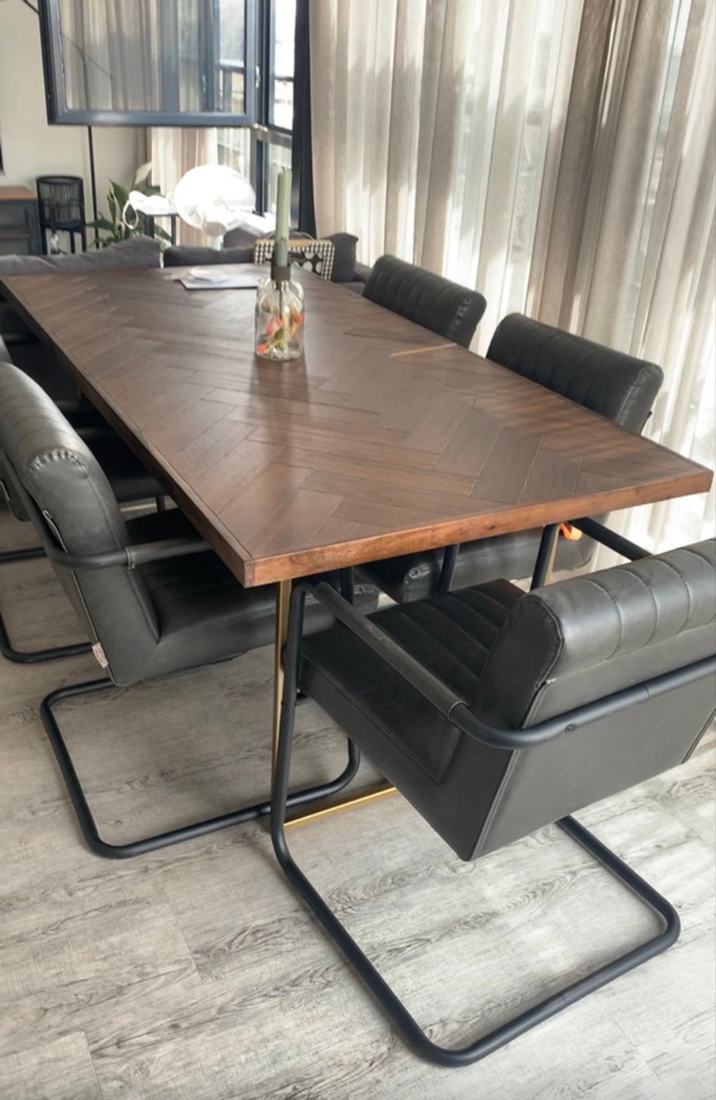 Dutchbone eettafel met visgraatmotief 180X90, Huis en Inrichting, Tafels | Eettafels, Ophalen, 50 tot 100 cm, Zo goed als nieuw