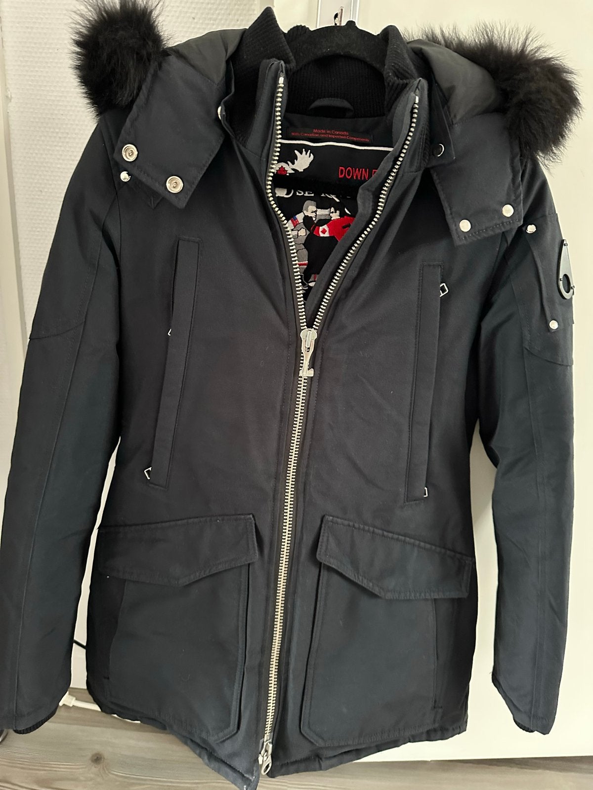 Moose Knuckles Winterjas Zwart Maat S, Ophalen of Verzenden, Zo goed als nieuw, Maat 46 (S) of kleiner, Zwart