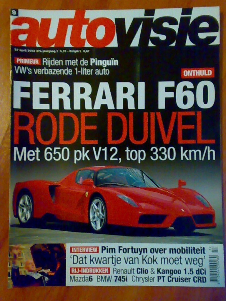 AutoVisie: Renault Clio en Kangoo, Mazda6, BMW 745i, Vectra, Ophalen of Verzenden, Zo goed als nieuw, Algemeen