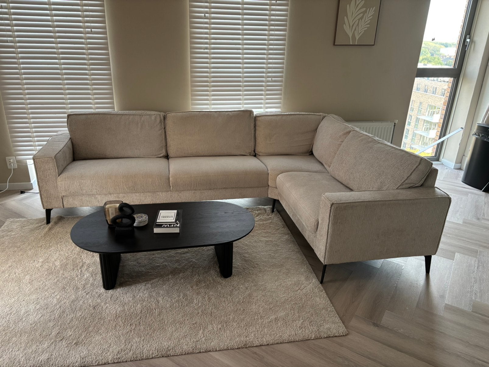 Haco Hoekbank Boucle Creme 290 x 200, Ophalen, Zo goed als nieuw