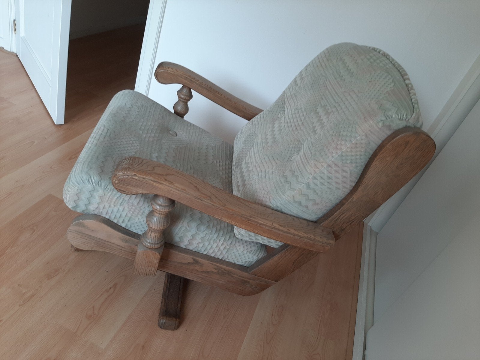 Vintage Eikenhouten Draaibare Fauteuil met Armleuningen, Ophalen