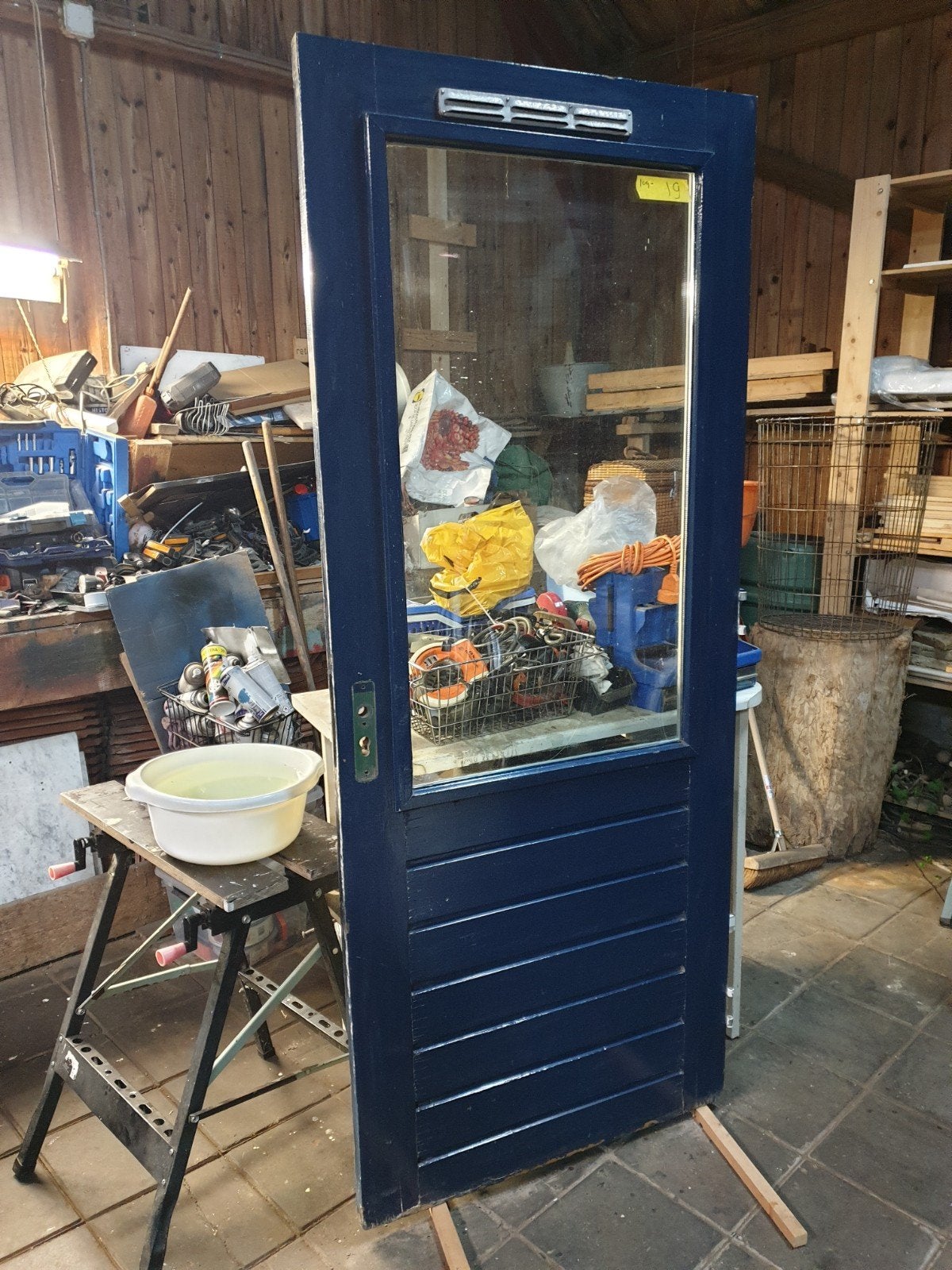 Hardhouten buitendeur dubbelglas, Doe-het-zelf en Verbouw, Ophalen, Gebruikt, 80 tot 100 cm, Buitendeur