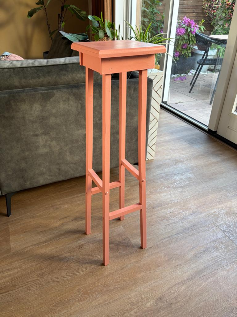 Roze houten plantenstandaard +/- 90x23 cm, Ophalen, Hout, Roze, Gebruikt