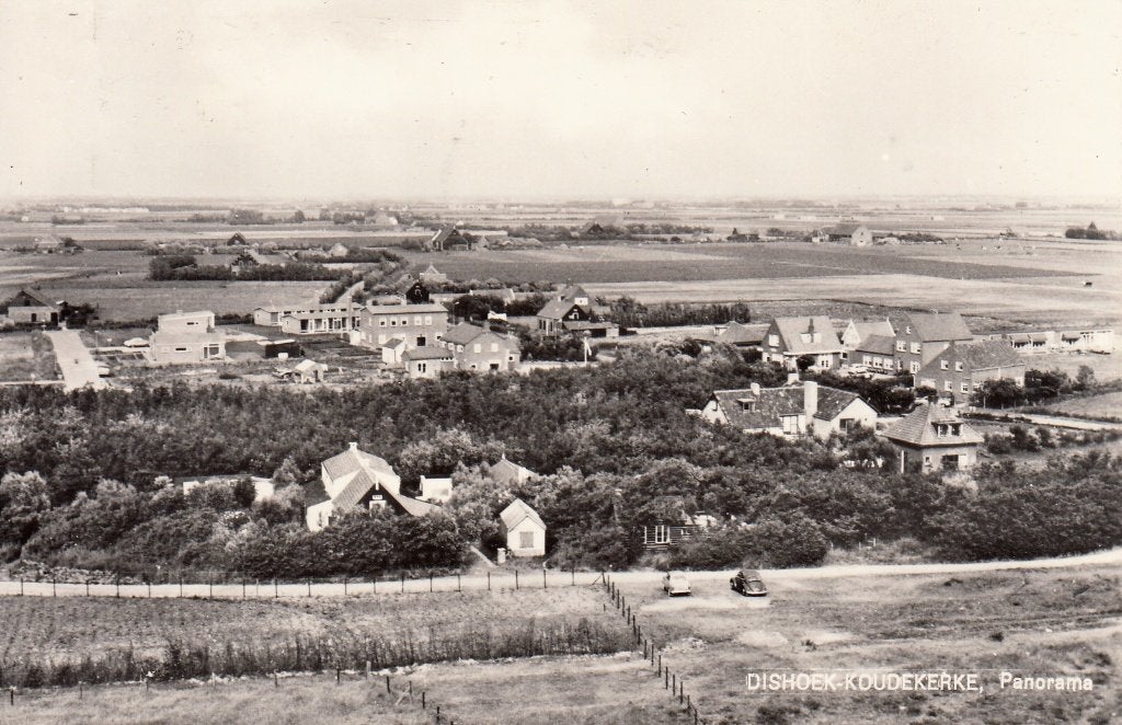 Koudekerke  -  panorama Dishoek  ,  1968          =0004=, Ophalen of Verzenden, 1960 tot 1980, Gelopen, Zeeland