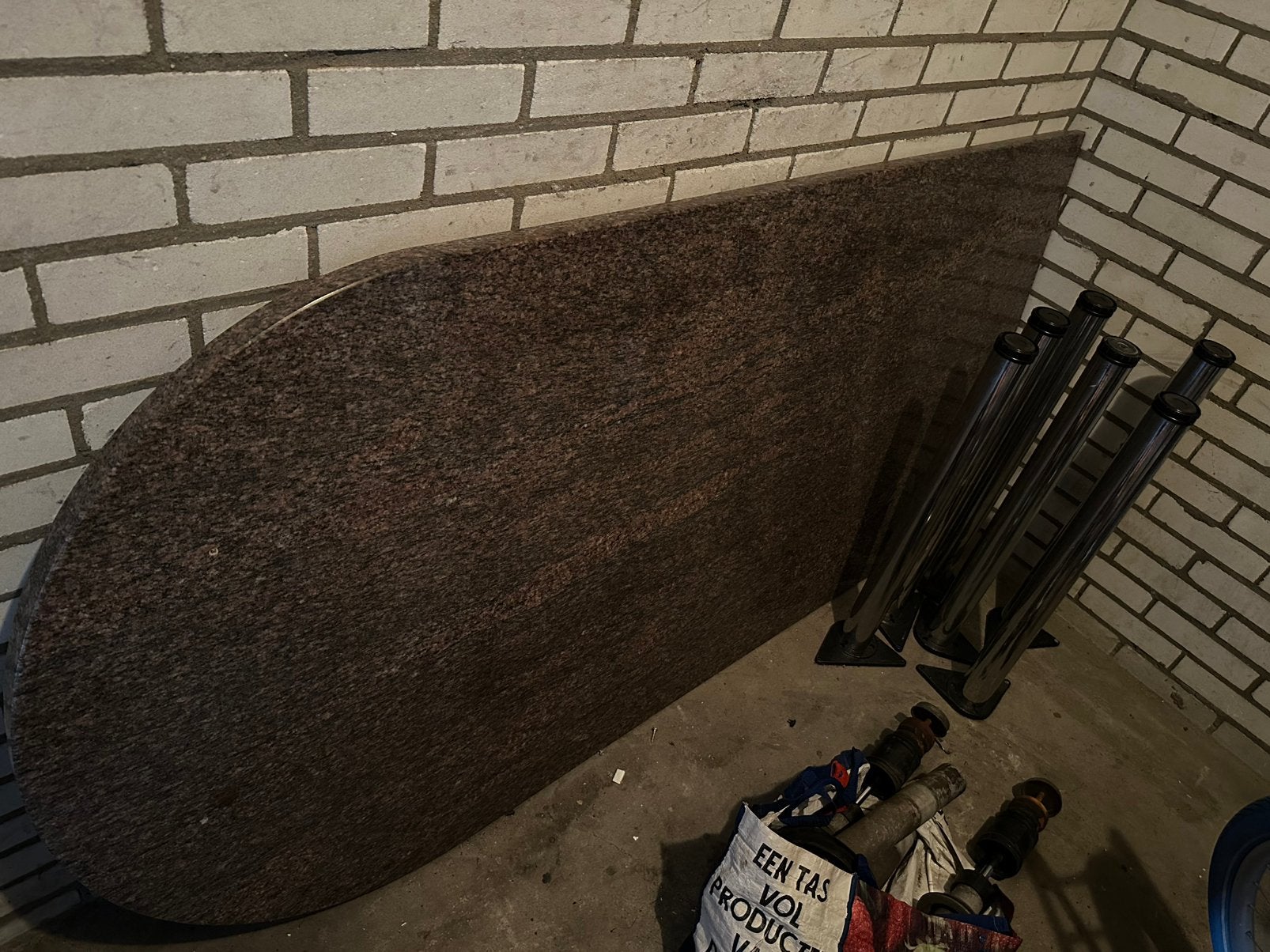 Solid Granite Table Top 180x90x4 cm + Heavy-Duty Chrome Legs, Ophalen, 50 tot 100 cm, Zo goed als nieuw, Rechthoekig