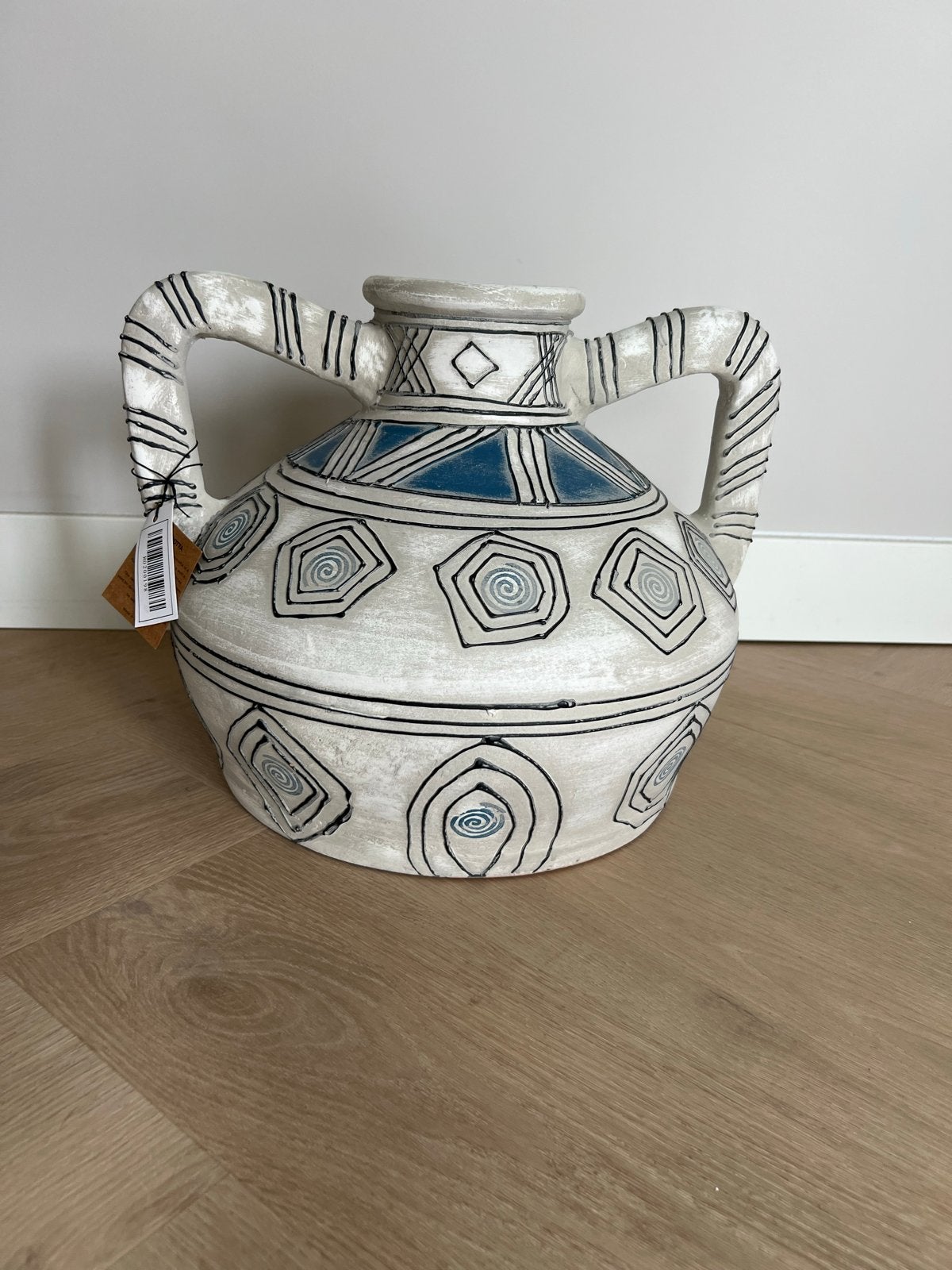 Nieuwe Indiase Terra Cotta Vaas - Handgemaakt & Uniek, Ophalen, Handgemaakt, Wit, Nieuw