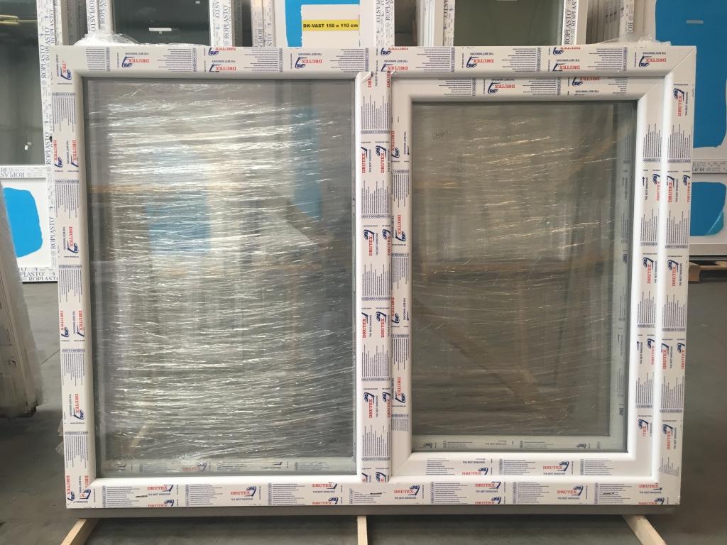 Kunststof kozijn draaikiep-vast 150 x 110 cm wit RAL 9016, Niet ingevuld, Kunststof, Raamkozijn, Niet ingevuld