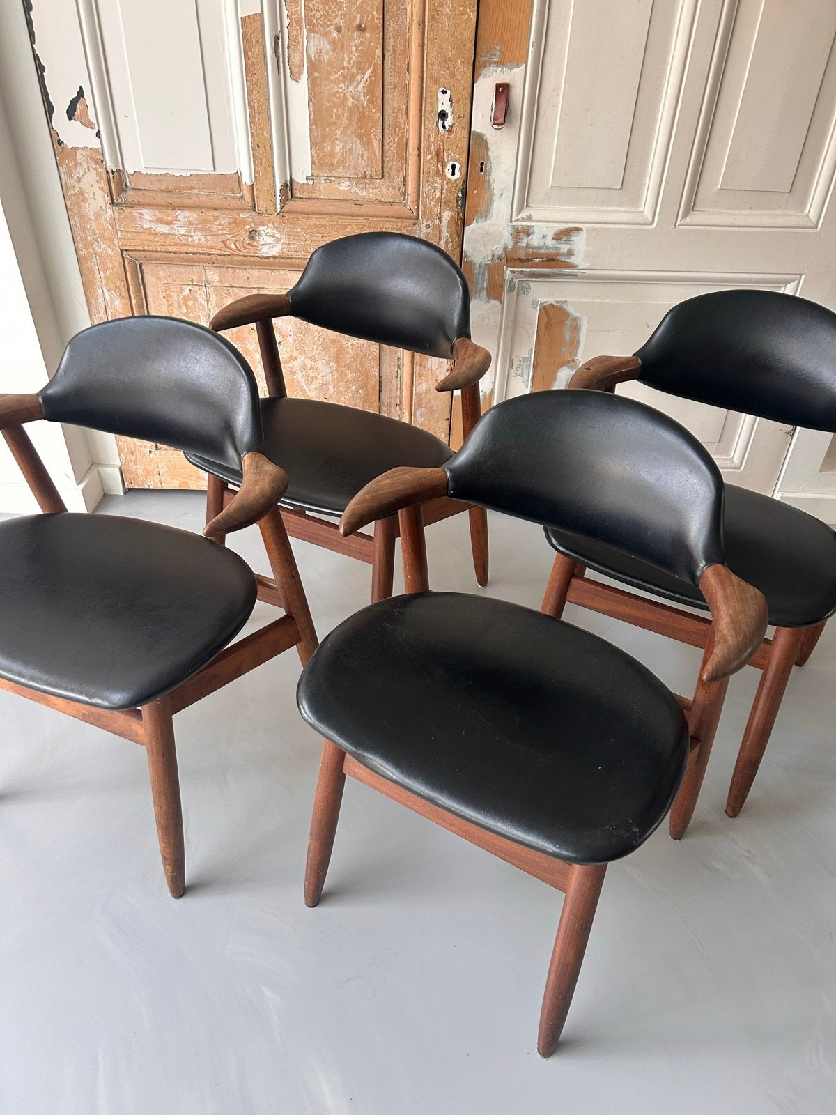Set van 4 vintage Koehoorn stoelen van Tijsseling, Ophalen, Gebruikt, Zwart, Vier