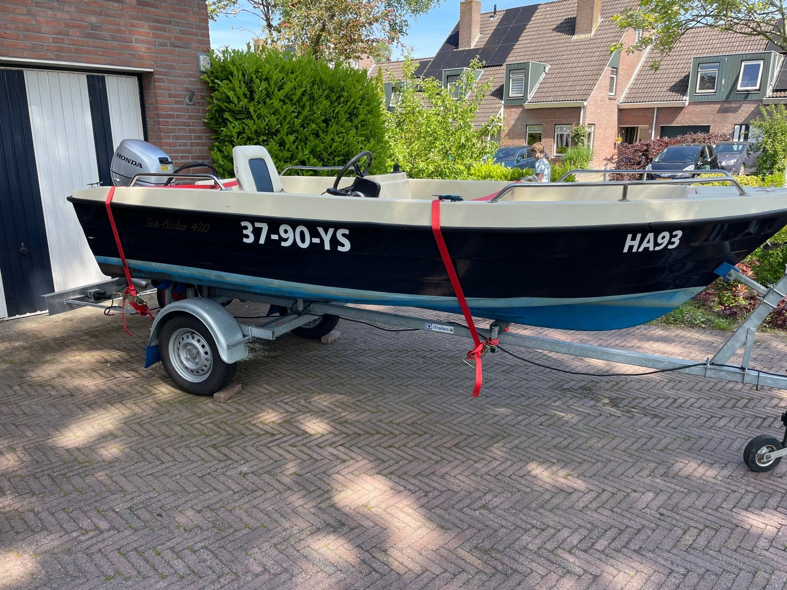 Te koop: consoleboot met Honda 10 pk bb motor en trailer, Ophalen, Gebruikt, 4 m, 10 pk