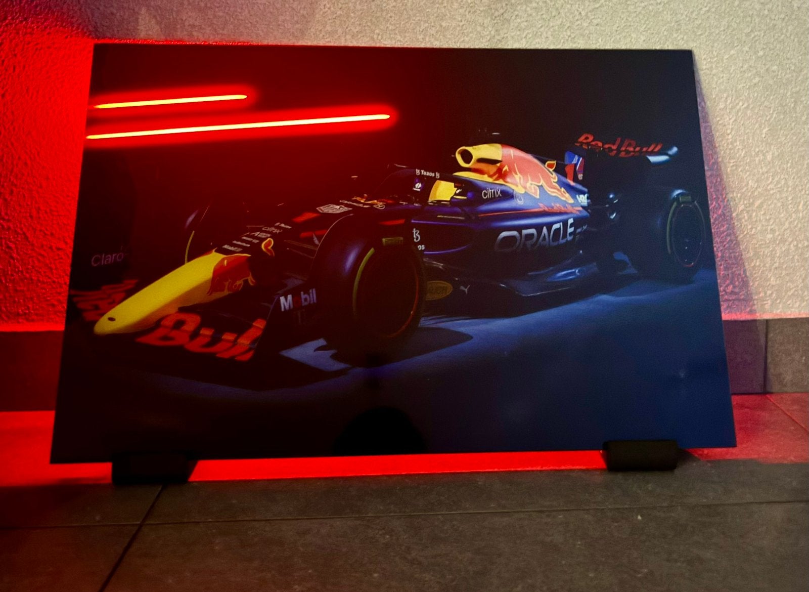 Autoschilderij met Raceauto LED Verlichte Wanddecoratie, Voertuigen, Kunststof, Ophalen of Verzenden, Ophangklaar