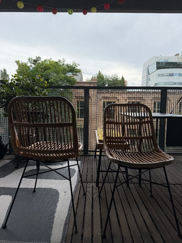 twee rotan tuinstoelen, Tuin en Terras, Tuinstoelen, Ophalen, Zo goed als nieuw, Rotan