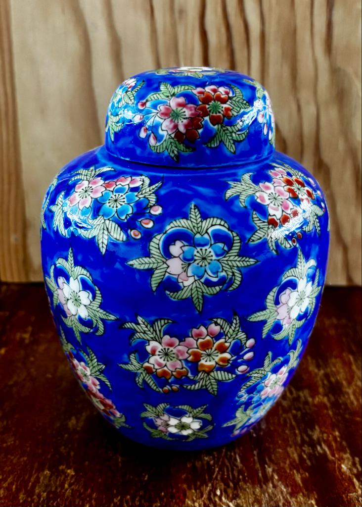 Chinees Gemberpotje - Kobaltblauw met Bloemen, Ophalen of Verzenden