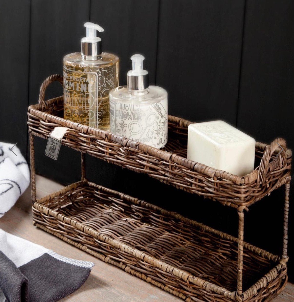 Riviera Maison Ma Maison Doubel Tray Etagere Opberg mand, Natuurlijk materiaal, Ophalen of Verzenden, Zo goed als nieuw, Handgemaakt