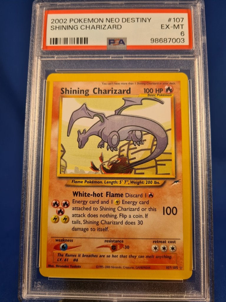 Shining Charizard 107/105 - Neo Destiny (PSA 6), Verzenden, Gebruikt