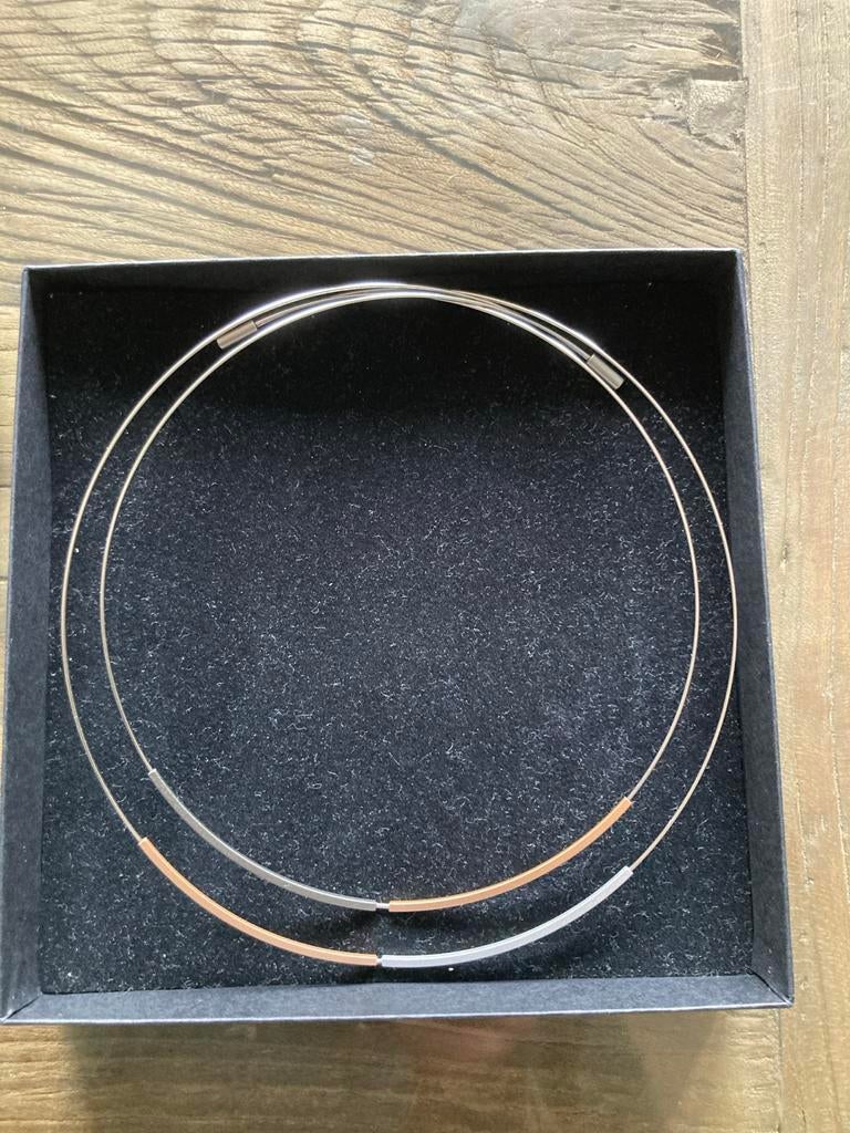 Halsketting met twee ringen, Sieraden, Tassen en Uiterlijk, Ophalen of Verzenden, Nieuw, Zilver, Overige materialen