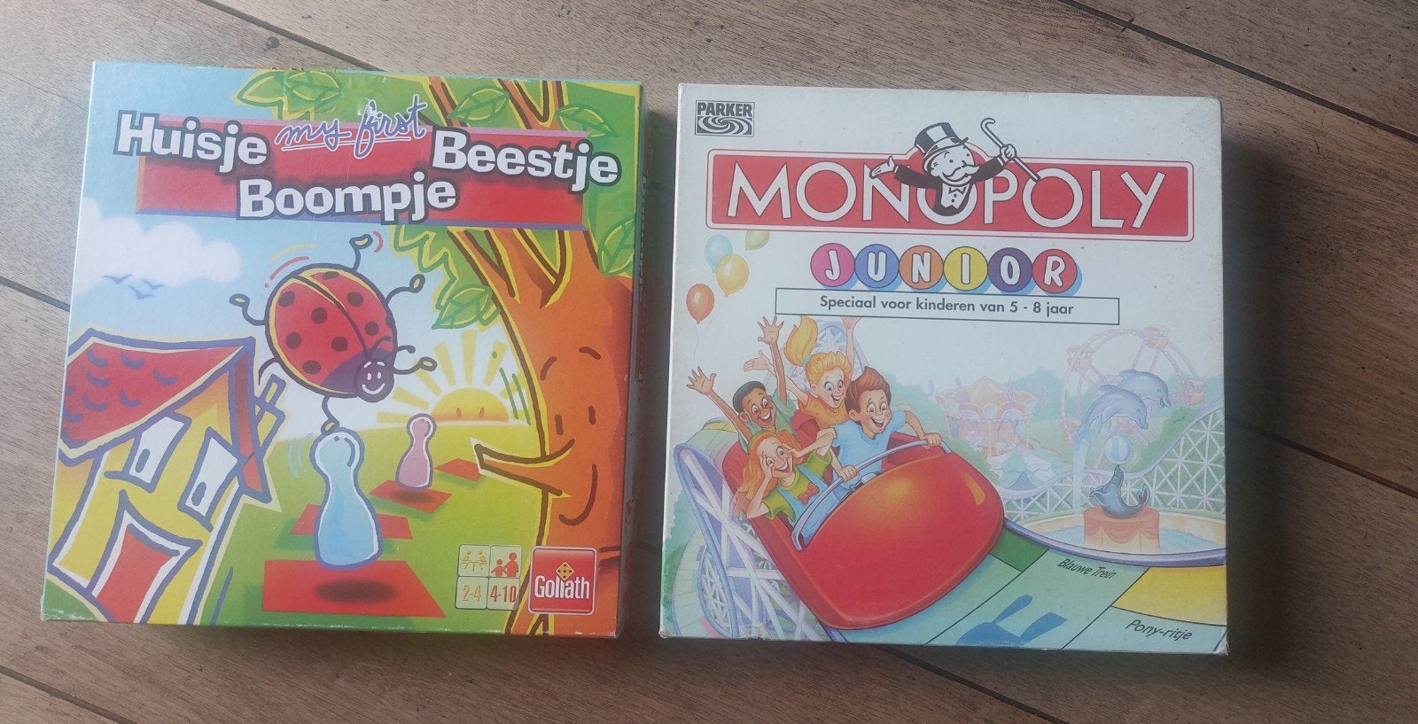 Monopoly Junior & Huisje Beestje Boompje bordspellen, Een of twee spelers, Ophalen of Verzenden, Gebruikt, Parker, Goliath