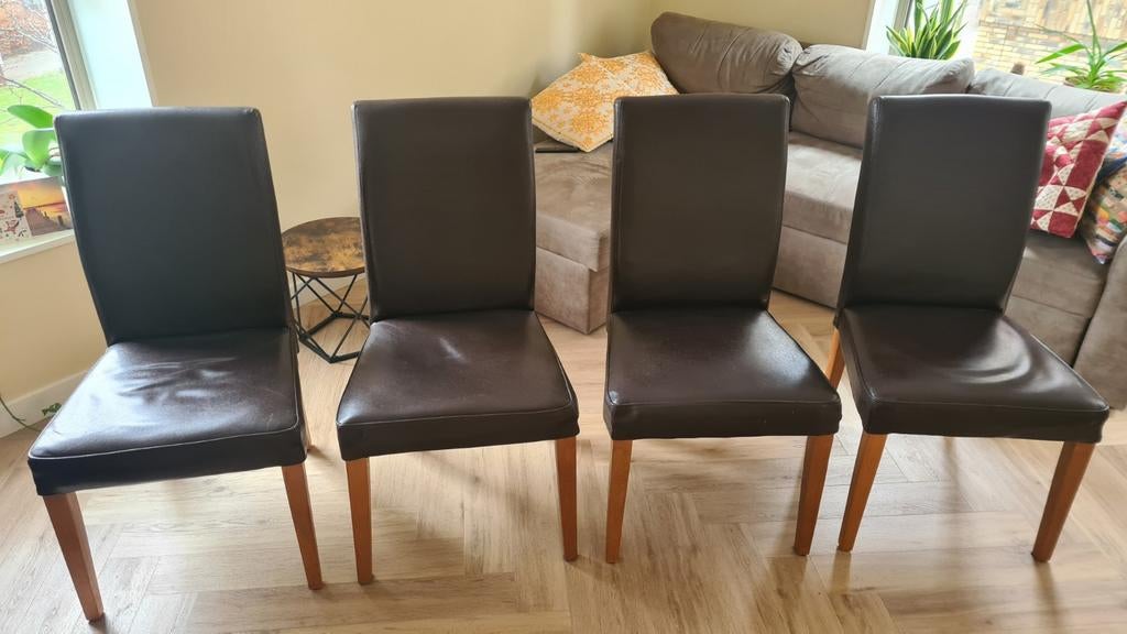 Ikea Henriksdal Eetkamerstoel, Huis en Inrichting, Stoelen, Ophalen, Gebruikt, Bruin, Leer