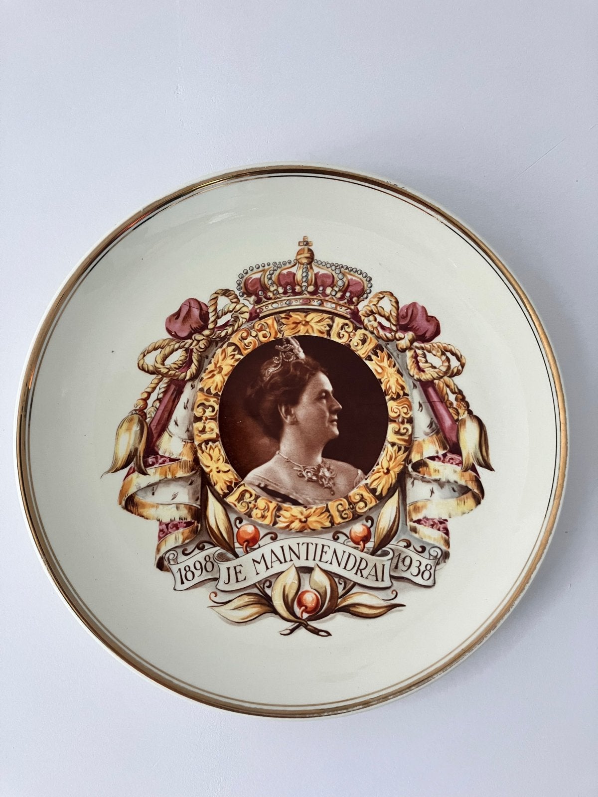 Gedenkbord Koningin Wilhelmina 1898-1938 Petrus Regout, Ophalen of Verzenden
