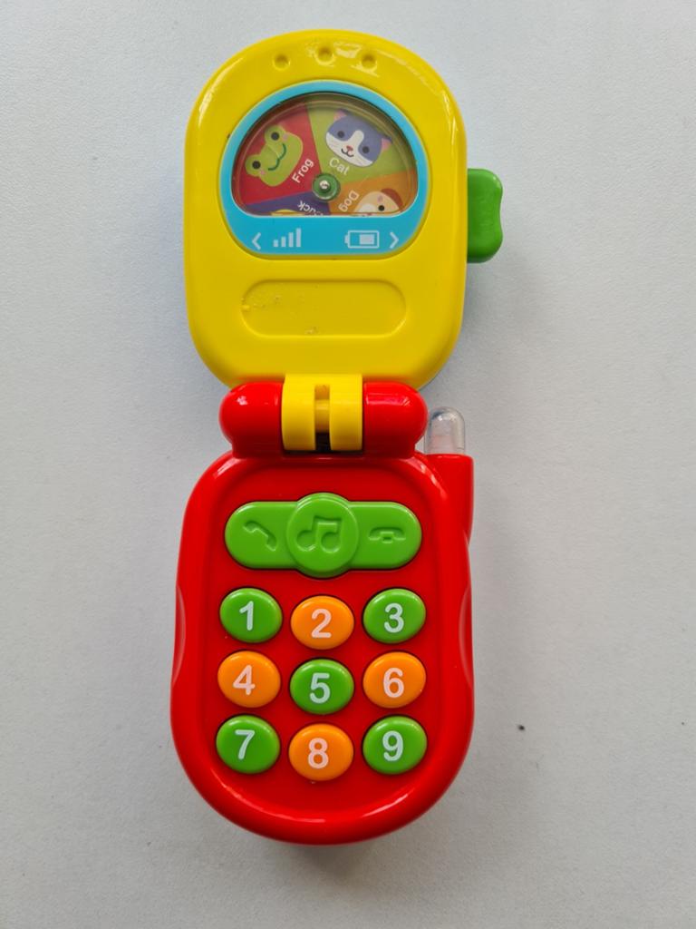 Vrolijke, inklapbare speelgoedtelefoon voor baby's en peuter, Ophalen of Verzenden, Zo goed als nieuw