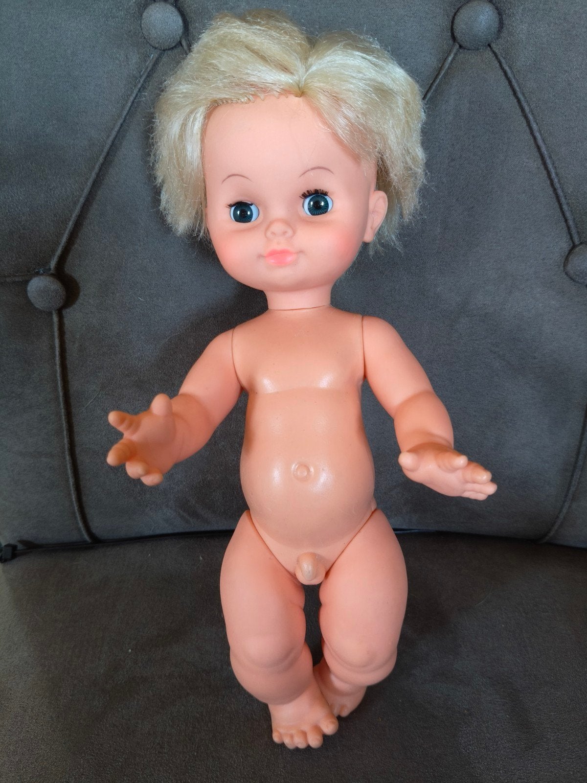 Vintage anatomisch correcte babypop (jongen) - jaren 70/80, Kinderen en Baby's, Speelgoed | Poppen, Ophalen of Verzenden, Gebruikt