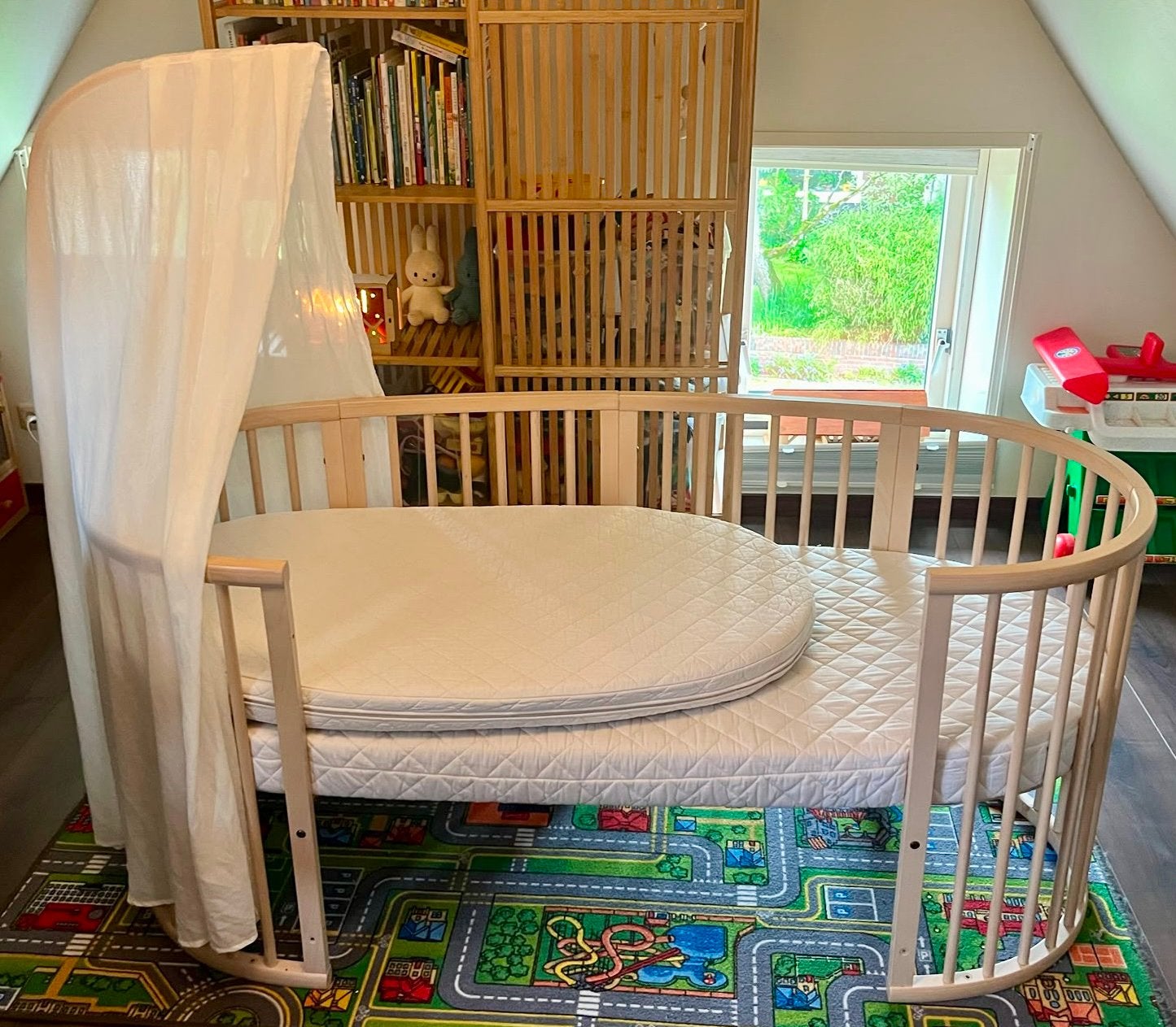 Stokke Sleepi extension bed en junior eiken/natural + matras, Ophalen, Gebruikt, Ledikant