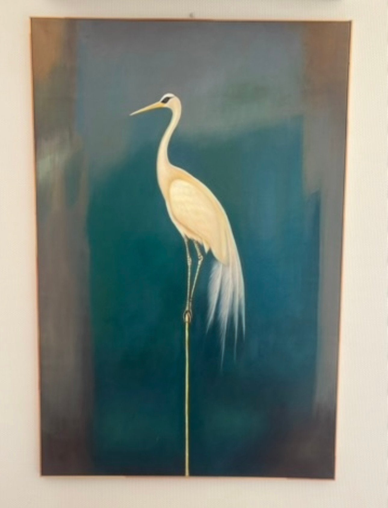 Japanse kraanvogel gedrukt op canvas, Antiek en Kunst, Ophalen