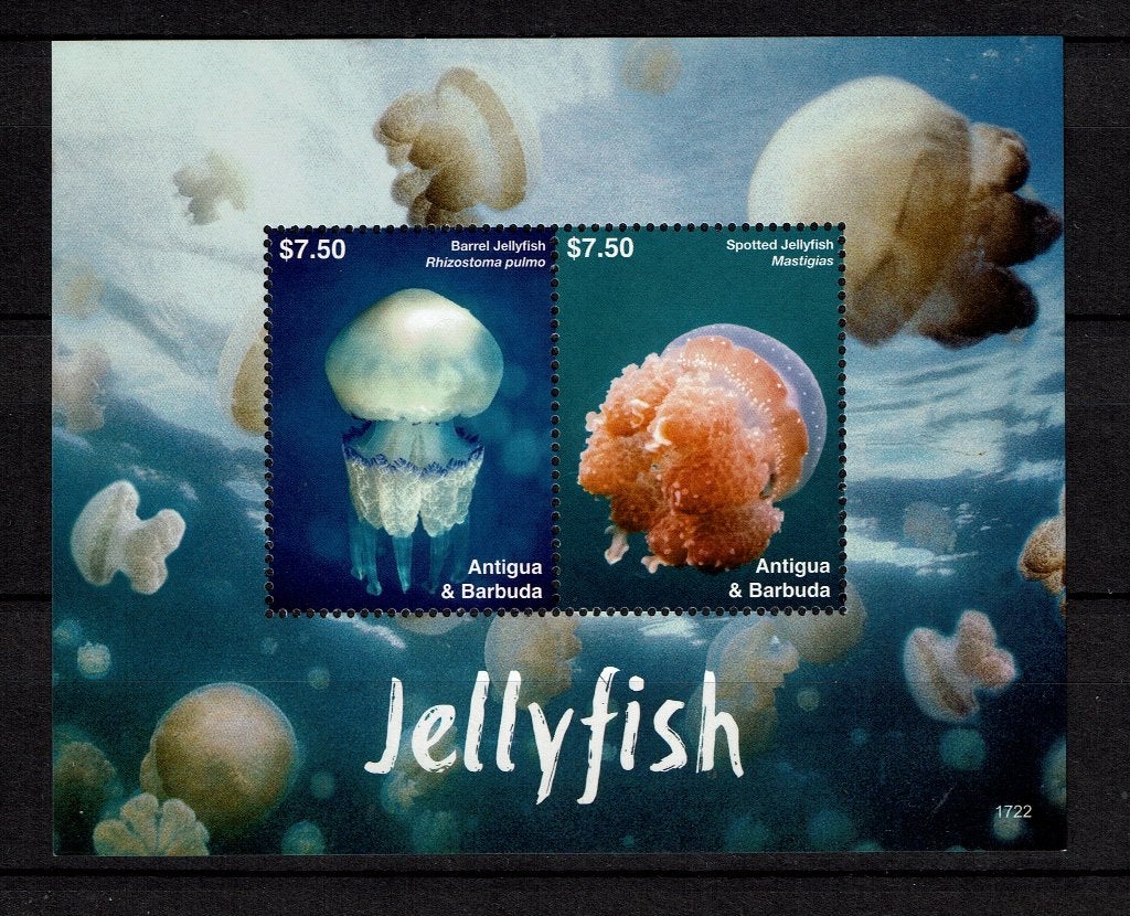 ANTIGUA 2017 PF BLOK KWALLEN JELLY FISCH ZEELEVEN 2, Ophalen of Verzenden, Postfris, Dier of Natuur