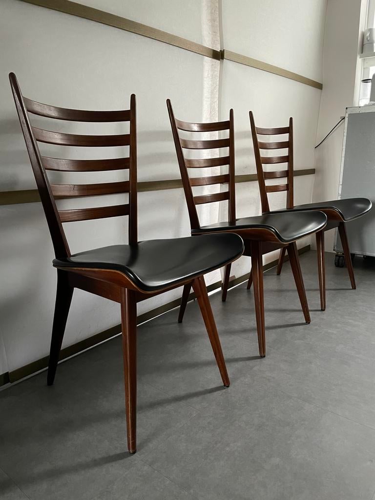 Eetkamerstoelen toegeschreven aan Cees Braakman, Huis en Inrichting, Stoelen, Ophalen, Gebruikt, Drie, Vintage