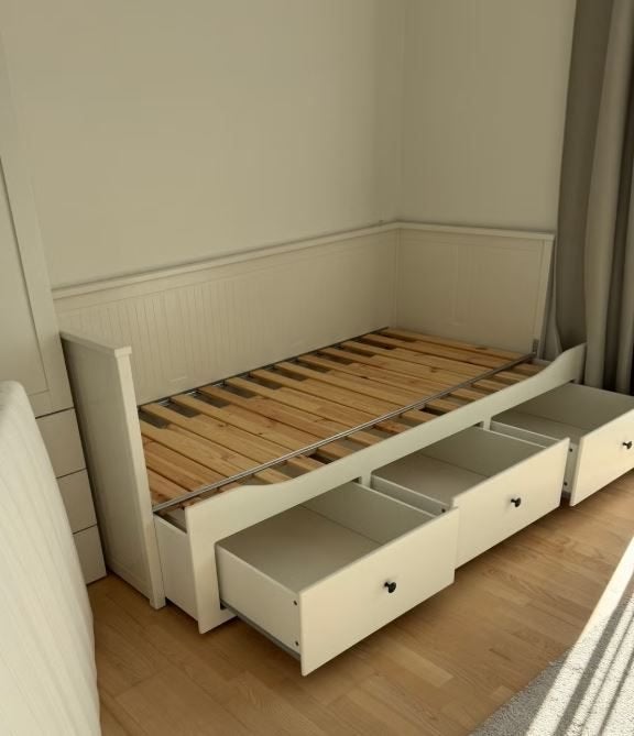 IKEA HEMNES bed, Ophalen, Uitschuifbaar bed, Wit, 200 cm