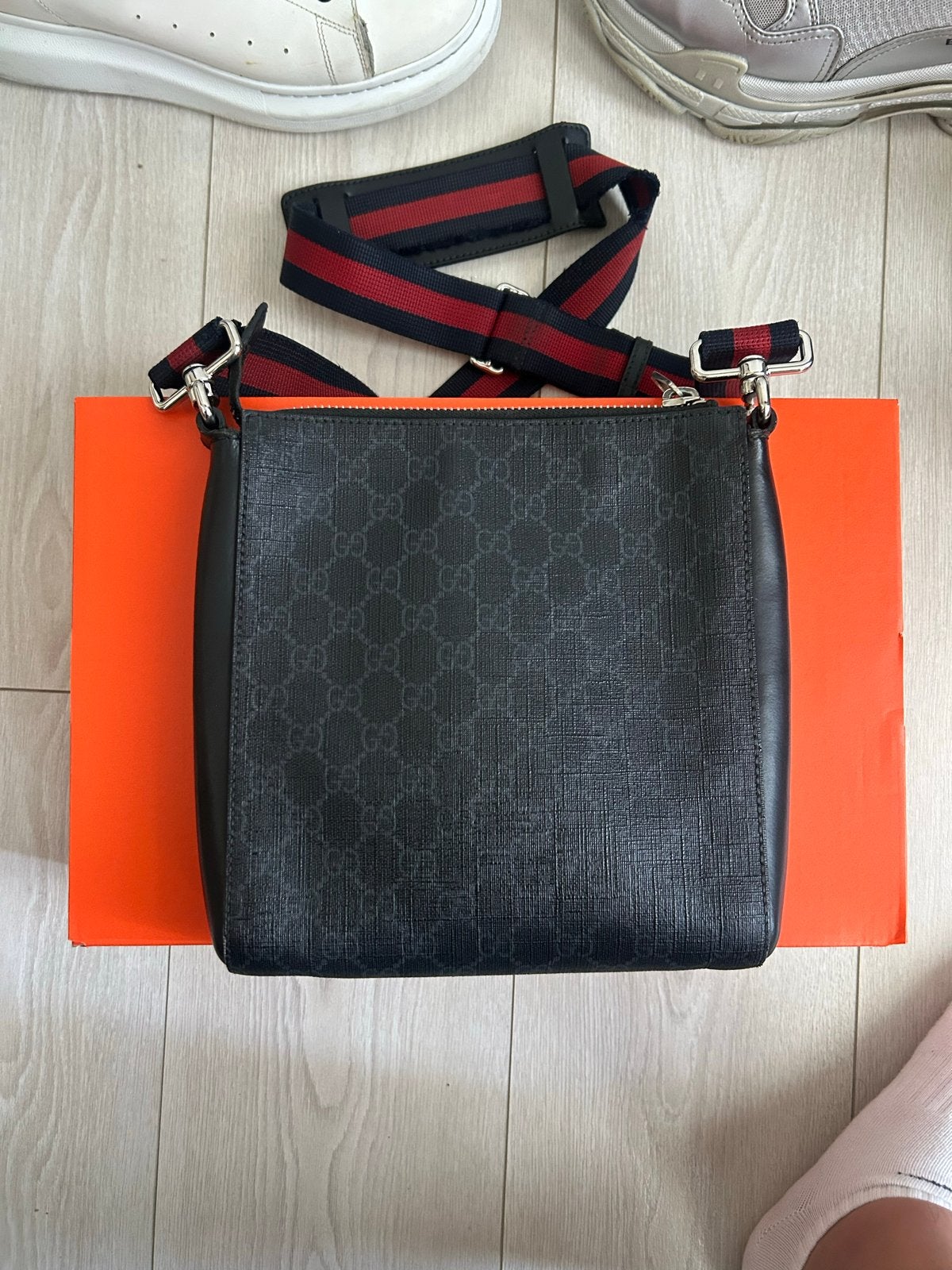 Gucci GG Supreme Messenger Tas Zwart, Overige merken, Zwart, Ophalen of Verzenden, Zo goed als nieuw