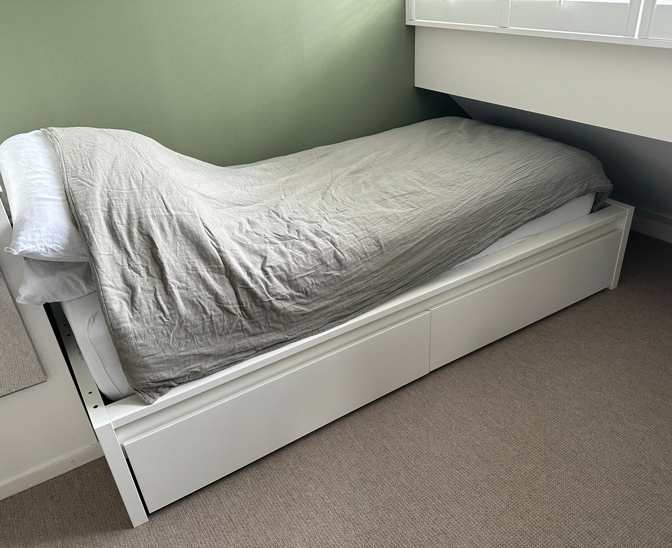IKEA BRIMNES bed 90x200 + LÖNSET lattenbodem – €70, Huis en Inrichting, Slaapkamer | Bedden, Ophalen, 90 cm, Eenpersoons, Wit