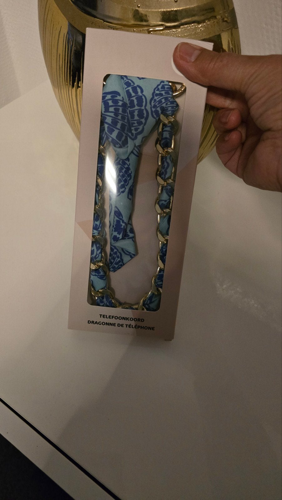 Telefoonkoord met ketting en stoffen band, Ophalen of Verzenden, Nieuw, Telefoonhanger of Accessoire, Universeel
