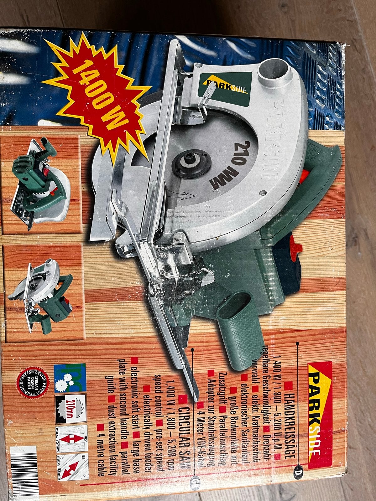 Parkside Handcirkelzaag 1400W - Nieuw in doos, Doe-het-zelf en Verbouw, Ophalen, Cirkelzaag, 70 mm of meer, Nieuw