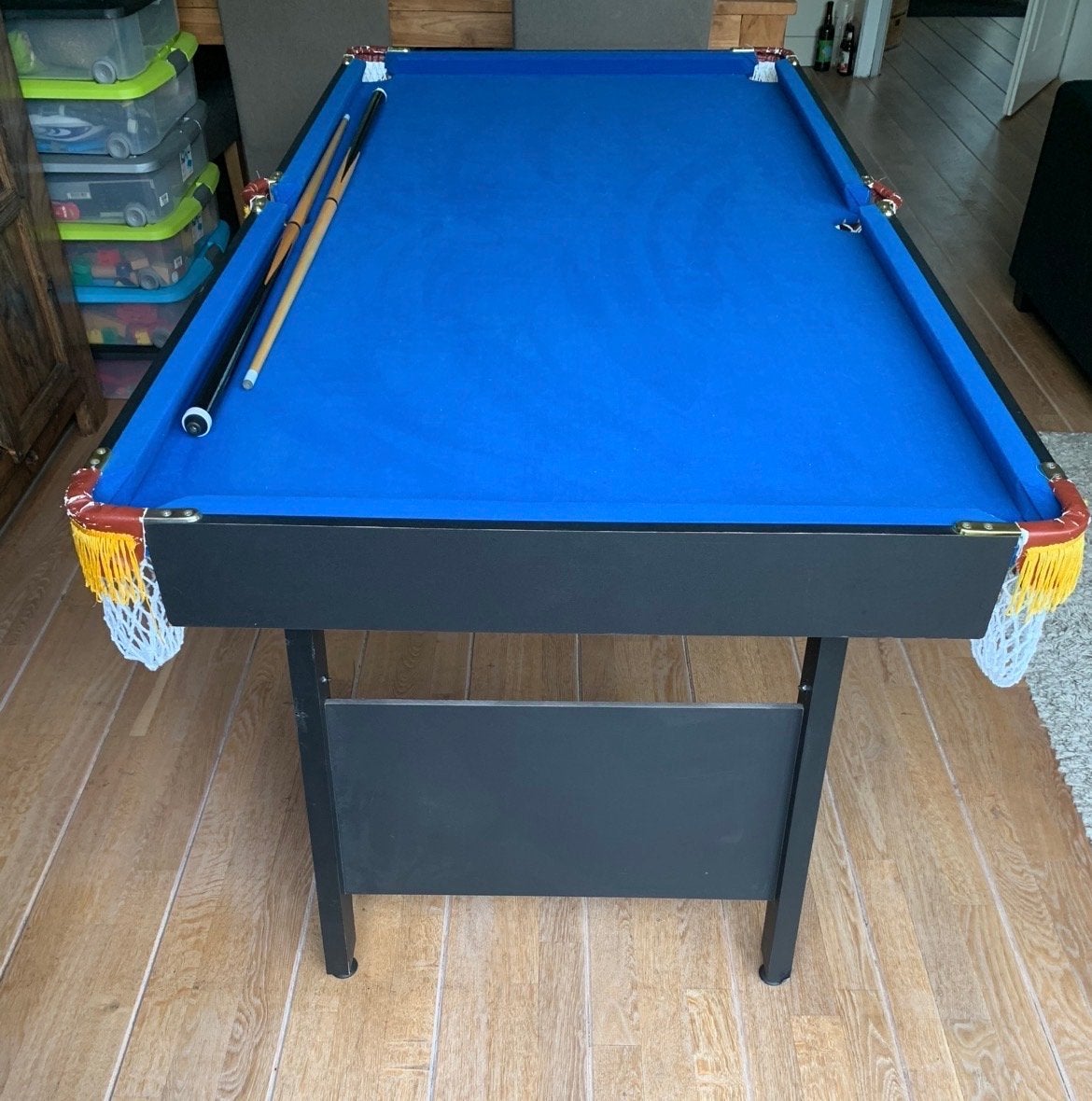 Compacte pooltafel met blauw laken, Ophalen, Gebruikt, Pooltafel