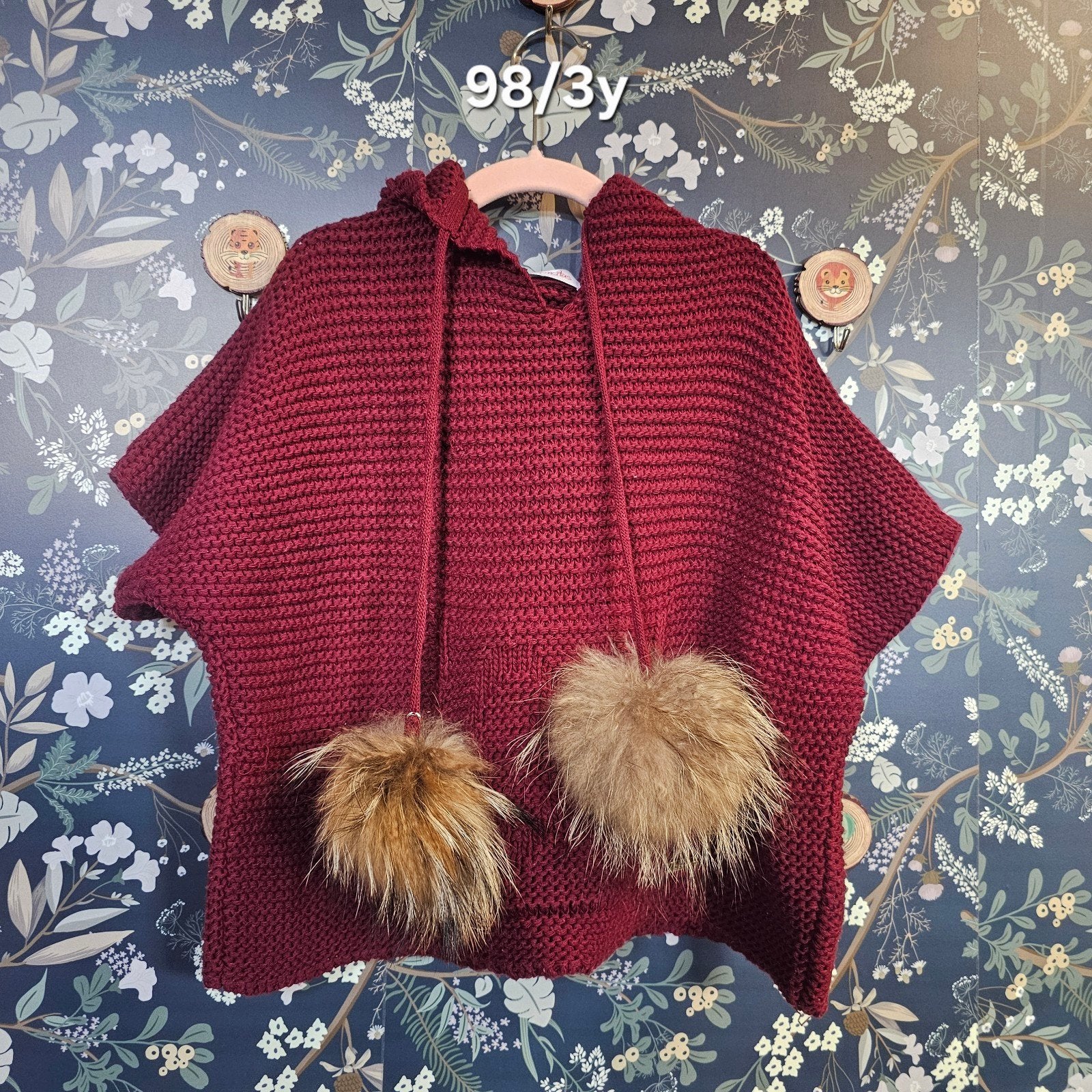 Wolcombi poncho met mouwen en pompons, Ophalen of Verzenden, Zo goed als nieuw, Carmencitas, Meisje