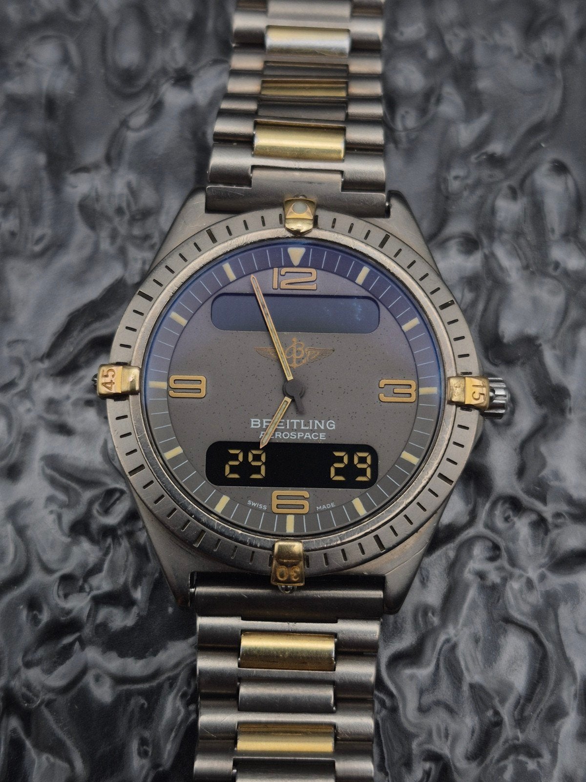 Breitling Aerospace Ref. F56060 Titanium Goud Ana-Digi, Sieraden, Tassen en Uiterlijk, Horloges | Heren, Overige materialen, Gebruikt