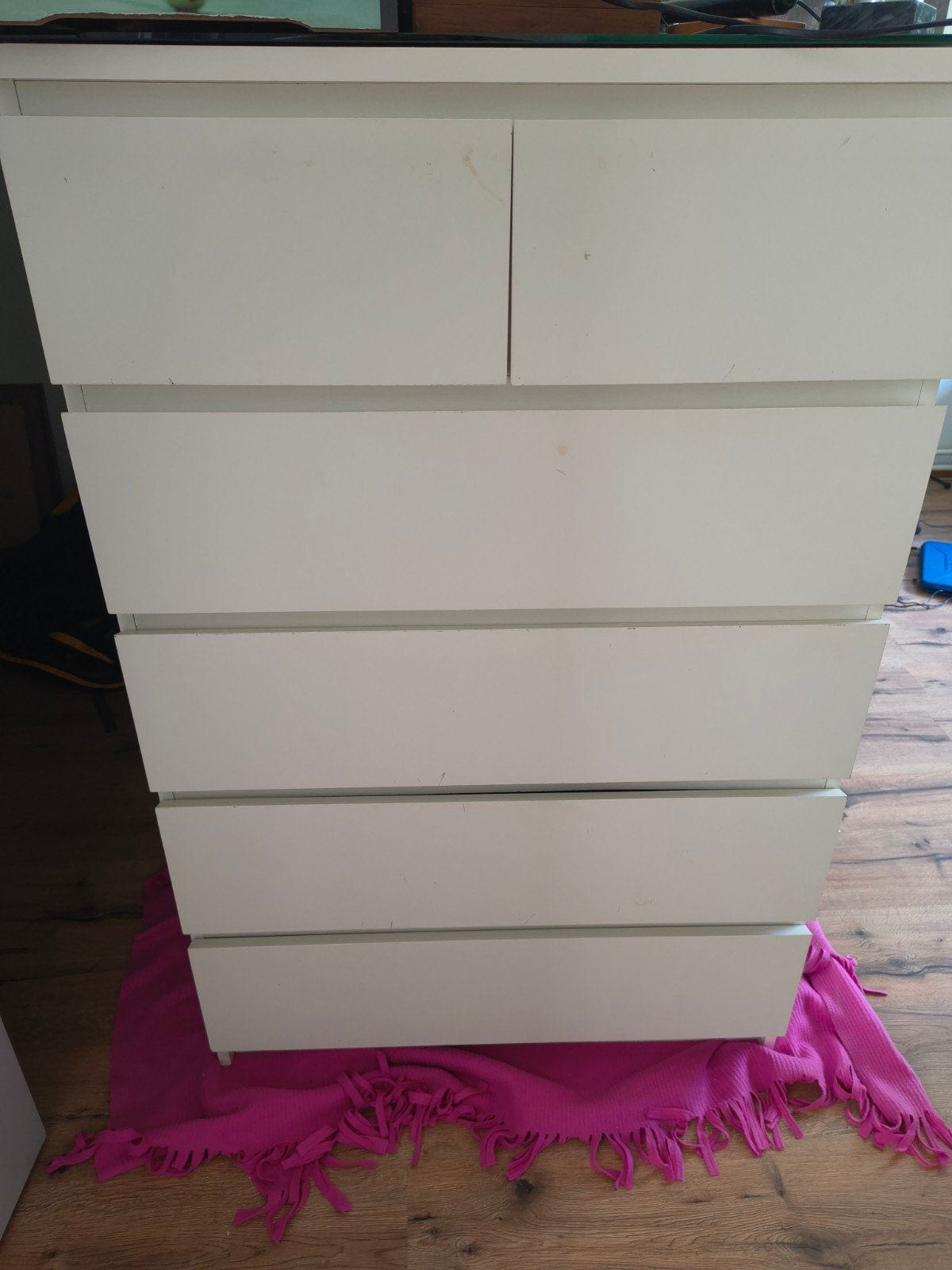 IKEA MALM Ladekast met 6 lades - Wit, Ophalen, Gebruikt, 5 laden of meer, Glas