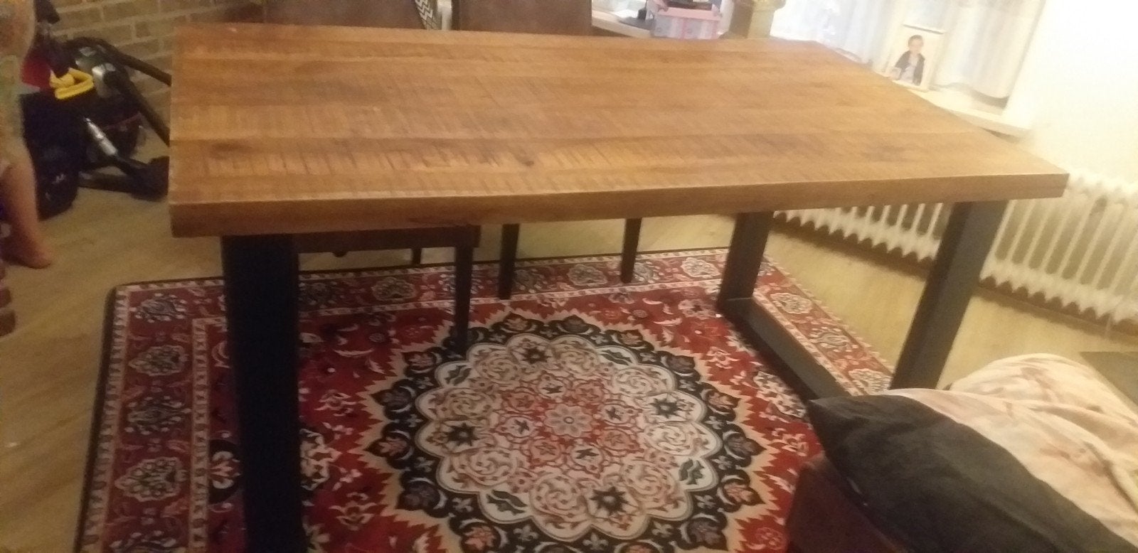Robuuste houten eettafel, te koop, Huis en Inrichting, Gebruikt, 50 tot 100 cm, 150 tot 200 cm, Industrieel, Robuust