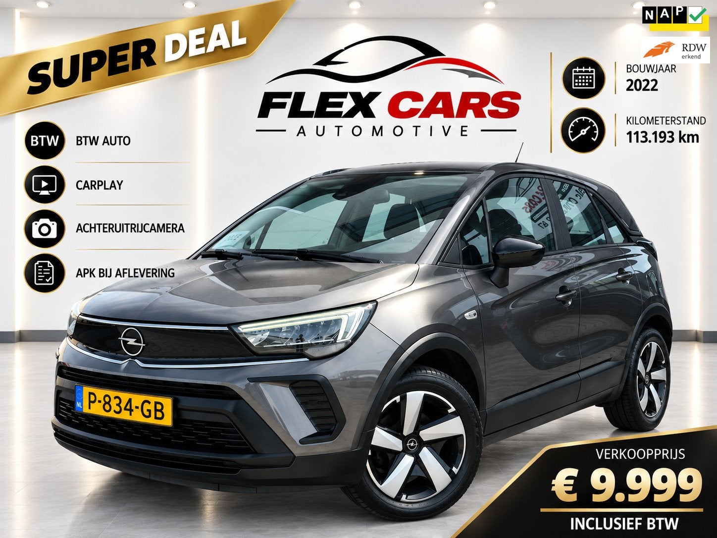 Opel Crossland 1.2 Turbo Edition|Achteruitrij camera|Carplay, Voorwielaandrijving, Dealer onderhouden, Gebruikt, 1199 cc
