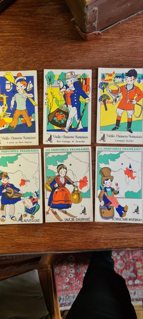 6 franse streek kaarten met liedjes, Ophalen of Verzenden, Voor 1920, Frankrijk