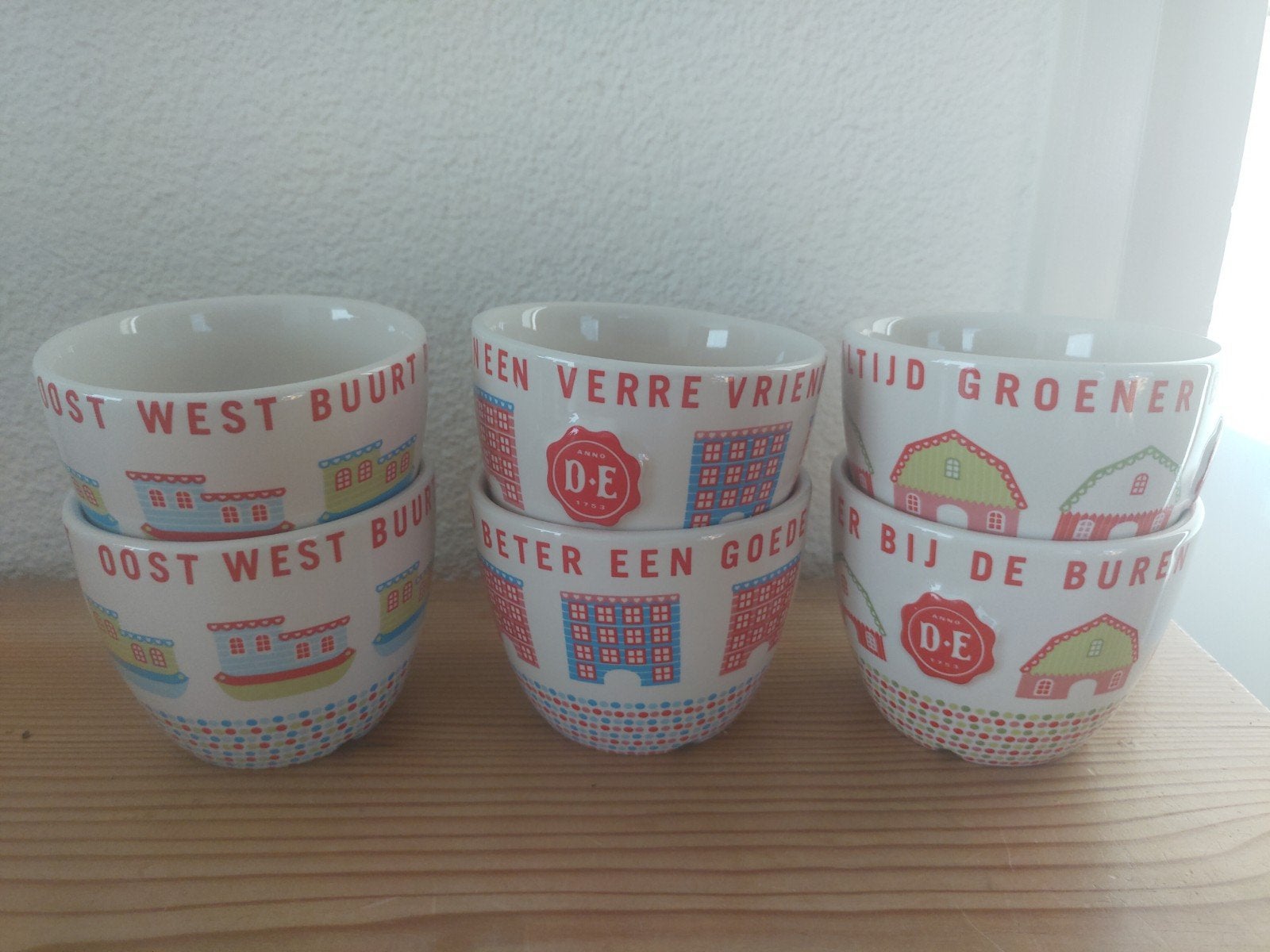 Douwe Egberts, 6 burendag koppen zonder oor., Ophalen of Verzenden, Porselein, Overige stijlen, Kop(pen) en/of Schotel(s)