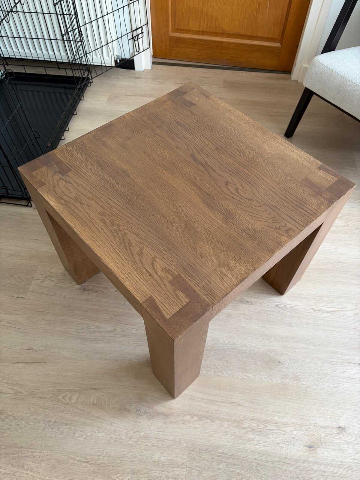 Massief eikenhout salontafel, Ophalen, Gebruikt, 100 tot 150 cm, 50 tot 100 cm