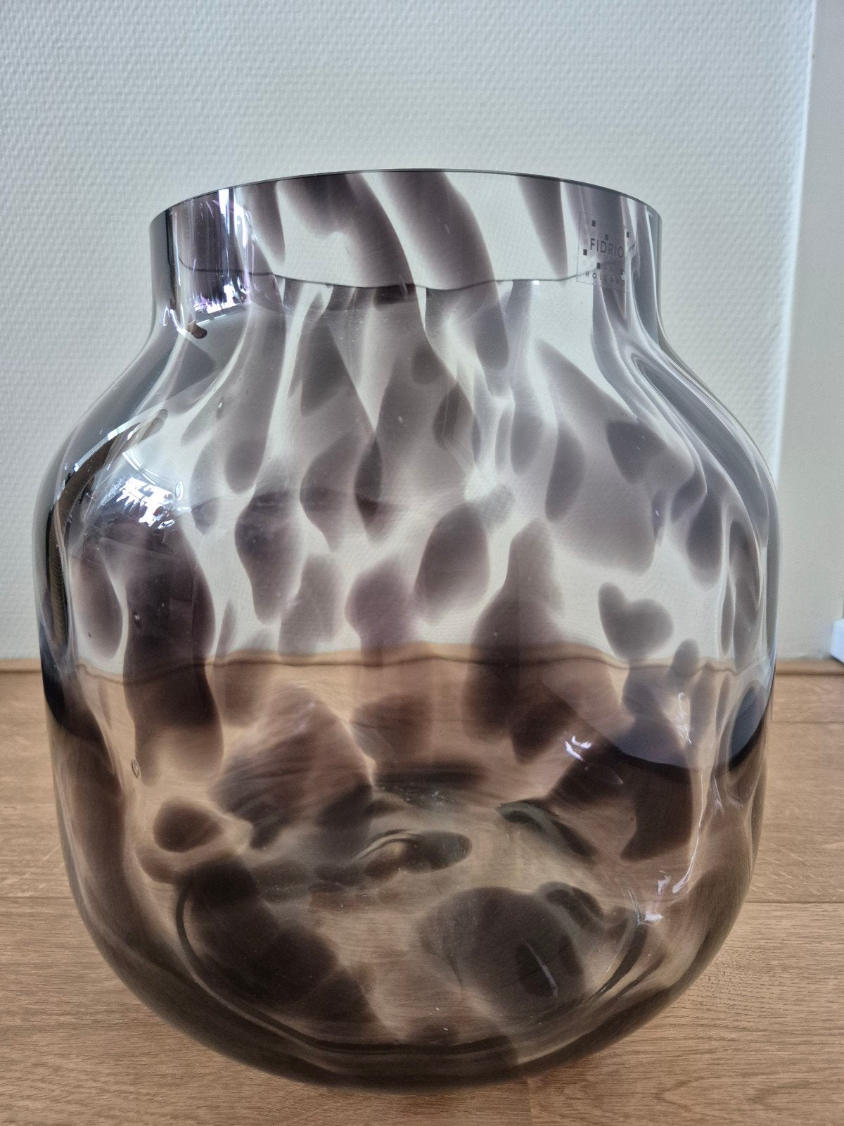 Fidrio Holland glazen vaas, bruin/grijs gevlekt, 27 cm, Overige kleuren, Ophalen of Verzenden, Minder dan 50 cm, Glas