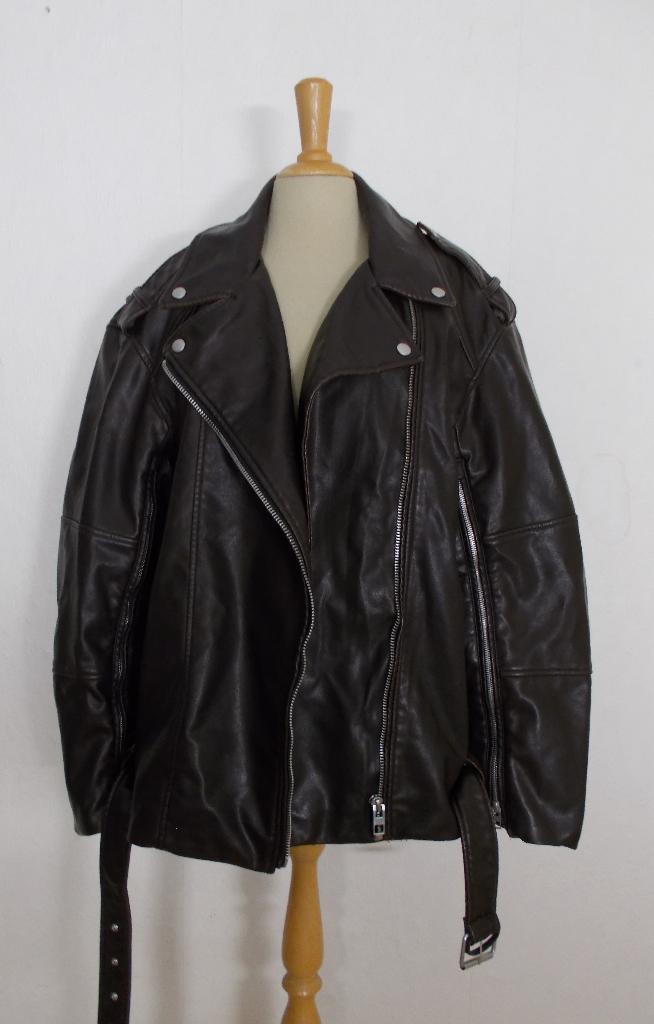 Stoere donkerbruine nepleren jas! L/XL, Verzenden, Zo goed als nieuw, Maat 46/48 (XL) of groter, Bruin