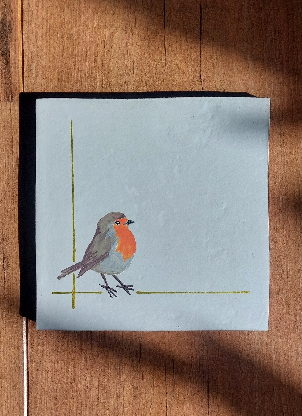 Handbeschilderd tegeltje Roodborstje, Ophalen of Verzenden